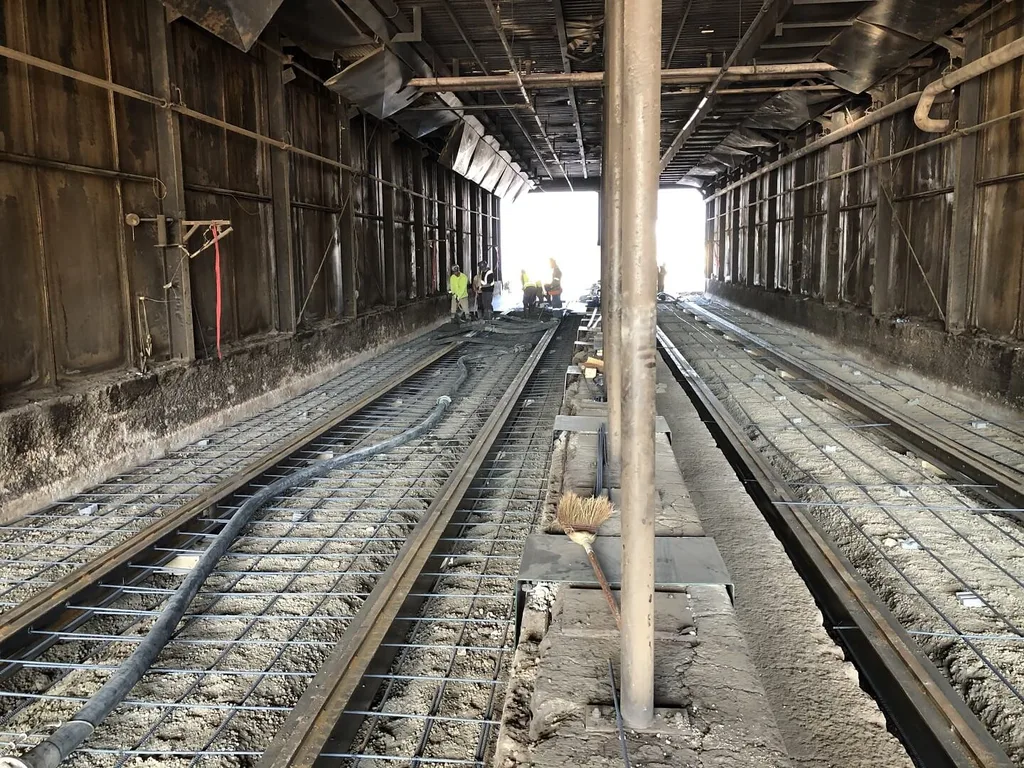 Polar, kiln track pouring concrete